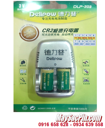 Bộ sạc pin 3v Lithium Delipow DLP-203 kèm sẳn 2 pin sạc Delipow CR2 800mAh 3v